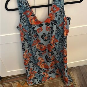 CAbi Floral Mini Dress - Orange and Blue